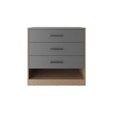 Cajonera Alder Plomo y Fresno Europeo 70x70cm con Tres Cajones - CAJONERAS Y COMODAS | Bylmo