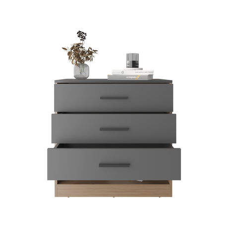 Cajonera Alder Plomo y Fresno Europeo 70x70cm con Tres Cajones - CAJONERAS Y COMODAS | Bylmo