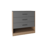Cajonera Alder Plomo y Fresno Europeo 70x70cm con Tres Cajones - CAJONERAS Y COMODAS | Bylmo