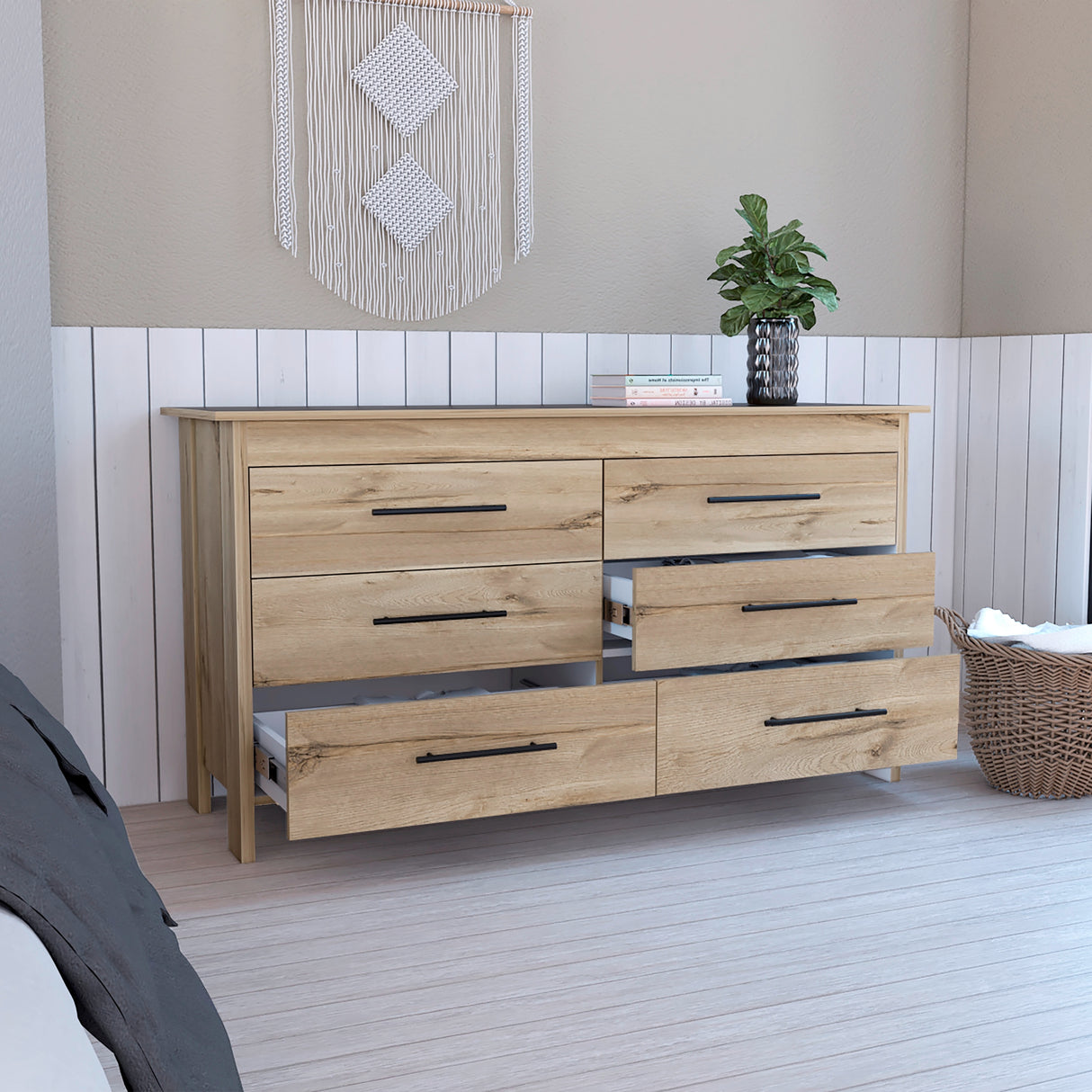 Cajonera HMS Duna y Wengue 149.5x80.6cm con Seis Cajones - CAJONERAS Y COMODAS | Bylmo
