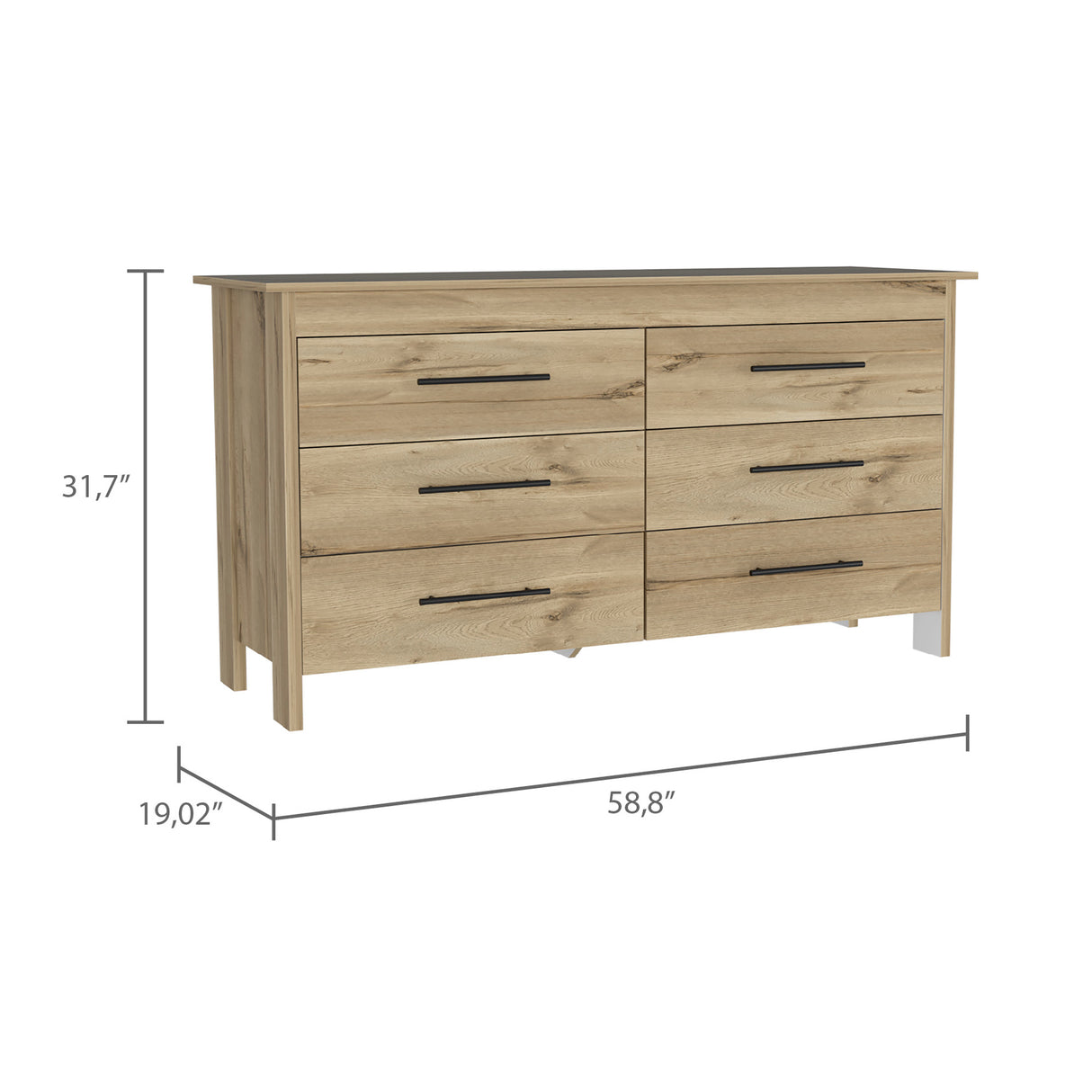 Cajonera HMS Duna y Wengue 149.5x80.6cm con Seis Cajones - CAJONERAS Y COMODAS | Bylmo