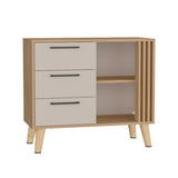 Cajonera Vance Fresno Europeo y Capri 80x70cm con Tres Cajones - CAJONERAS Y COMODAS | Bylmo