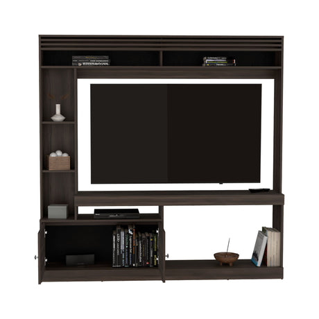 Centro de Entretenimiento Dante Nogal 180x180.6cm Para TV Hasta 55 Pulgadas - MUEBLES DE TV | Bylmo