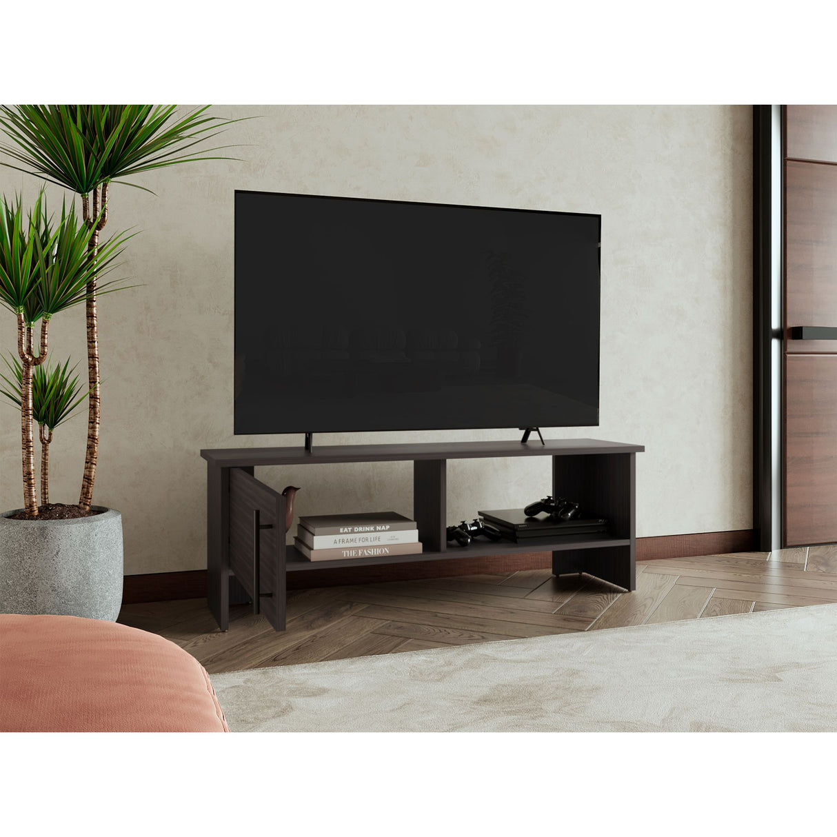 Mesa para TV Navia Nogal 120.3x41.9cm Para TV Hasta 65 Pulgadas - MUEBLES DE TV | Bylmo