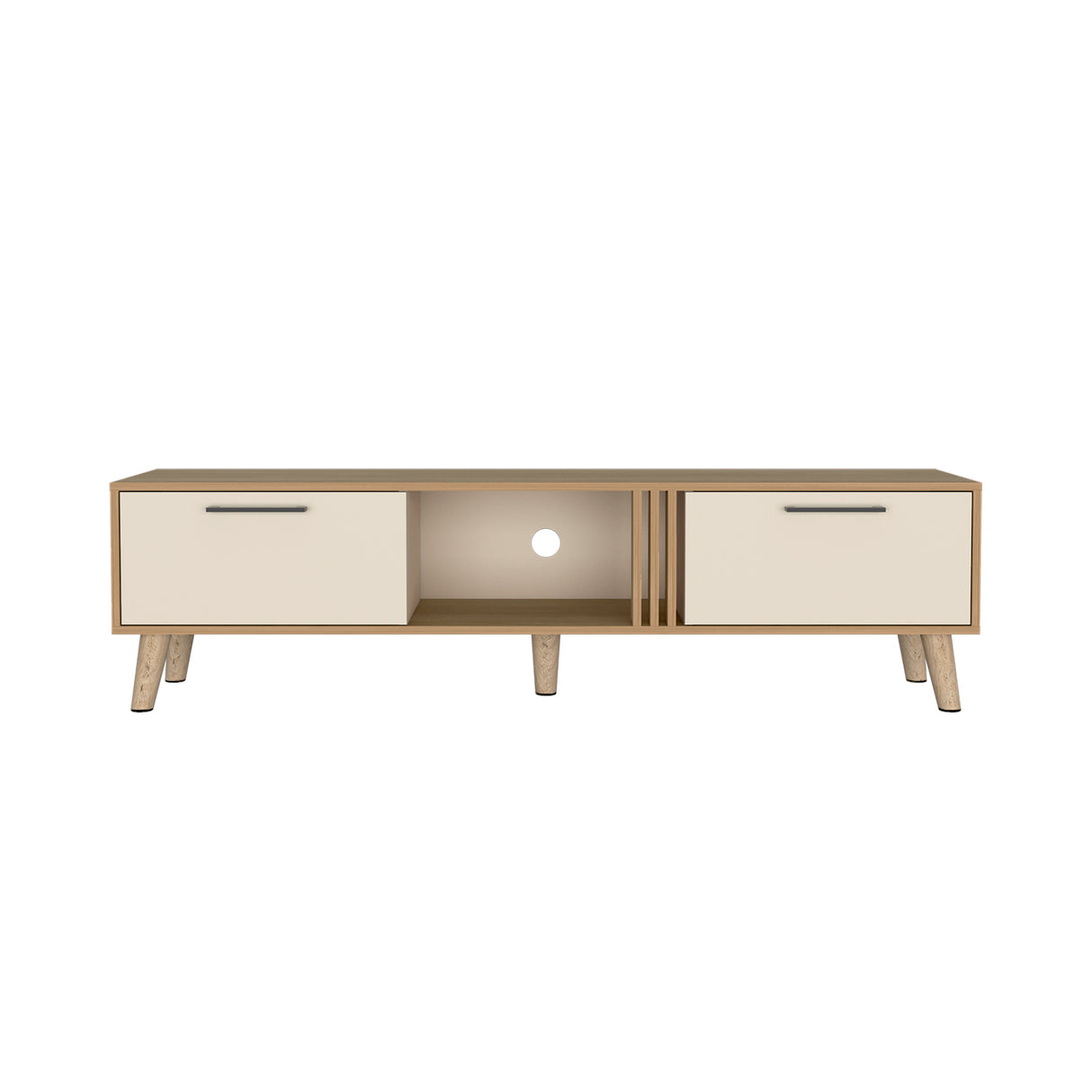 Rack de TV Vance Capri y Fresno Europeo 160x35cm Para TV Hasta 70 Pulgadas con Ranuras para Cables - MUEBLES DE TV | Bylmo
