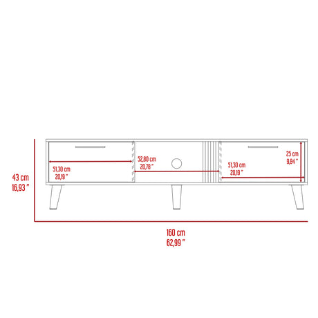 Rack de TV Vance Capri y Fresno Europeo 160x35cm Para TV Hasta 70 Pulgadas con Ranuras para Cables - MUEBLES DE TV | Bylmo