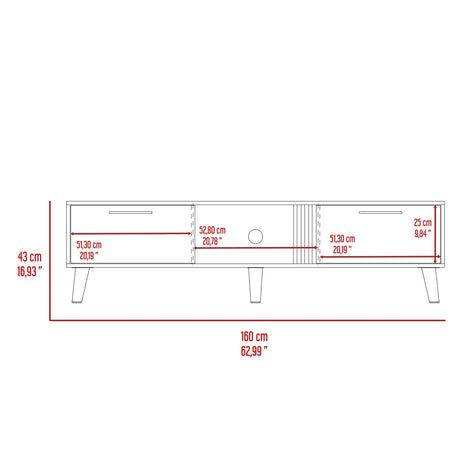 Rack de TV Vance Economic Capri y Fresno Europeo 160x35cm Para TV Hasta 70 Pulgadas con Ranuras para Cables