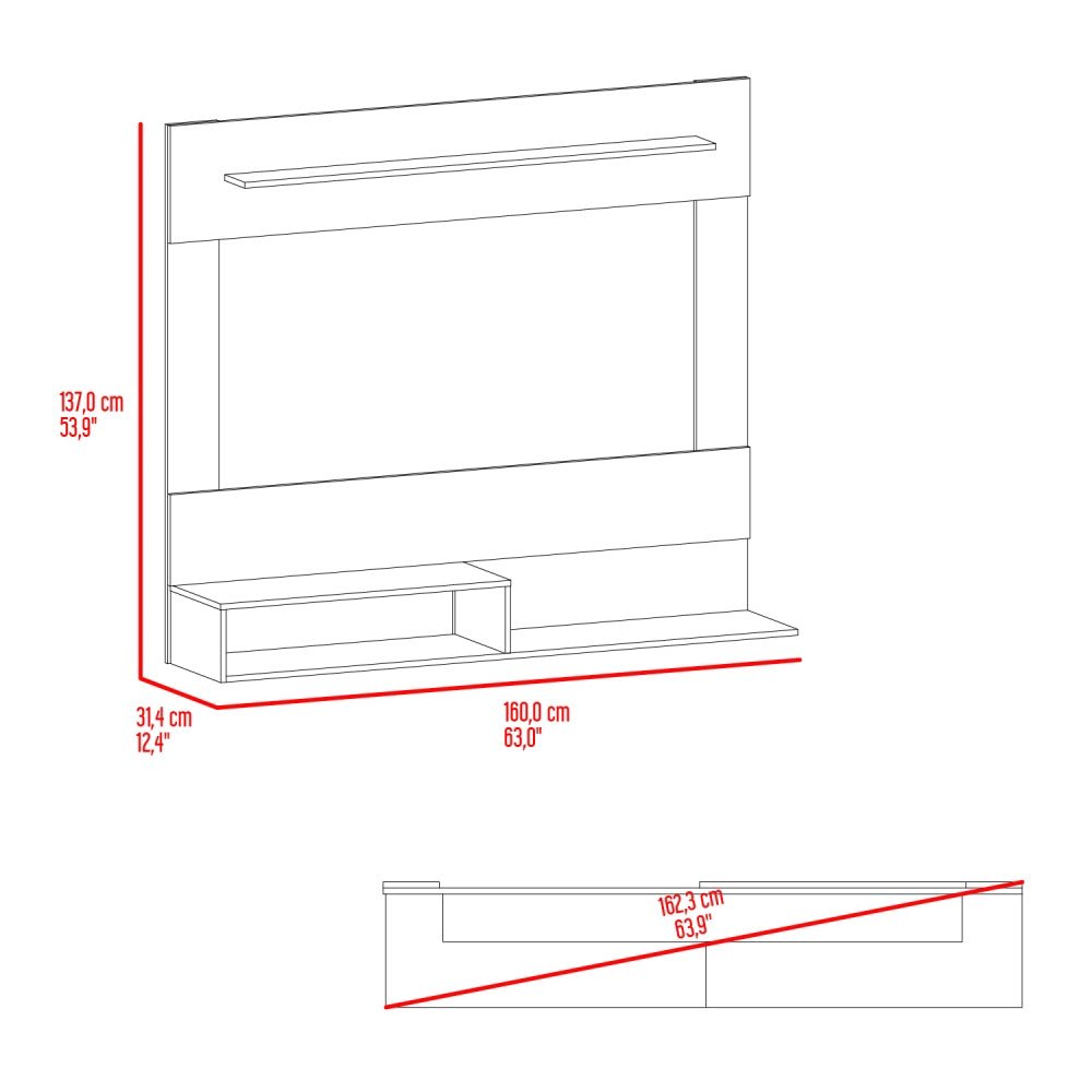 Panel de TV Flotante Mochak Milan 140x120cm Para TV Hasta 55 Pulgadas - MUEBLES DE TV | Bylmo