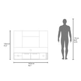 Panel de TV Flotante Vance Blanco y Fresno Europeo 142.6x120cm Para TV Hasta 60 Pulgadas con Ranuras para Cables - MUEBLES DE TV | Bylmo