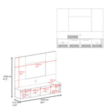 Panel de TV Flotante Vance Blanco y Fresno Europeo 142.6x120cm Para TV Hasta 60 Pulgadas con Ranuras para Cables - MUEBLES DE TV | Bylmo