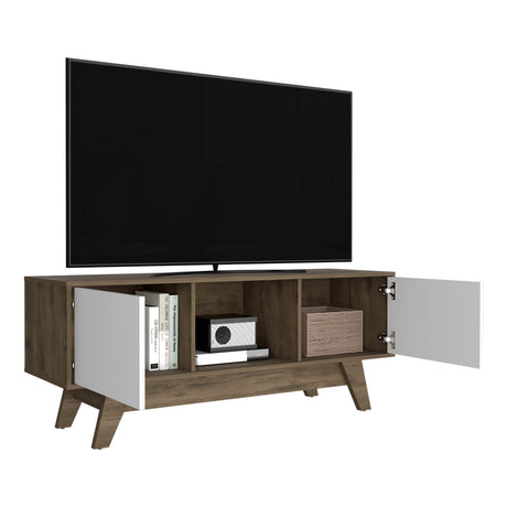 Rack de TV Romero Bellota y Blanco 135x53.7cm Para TV Hasta 55 Pulgadas - MUEBLES DE TV | Bylmo