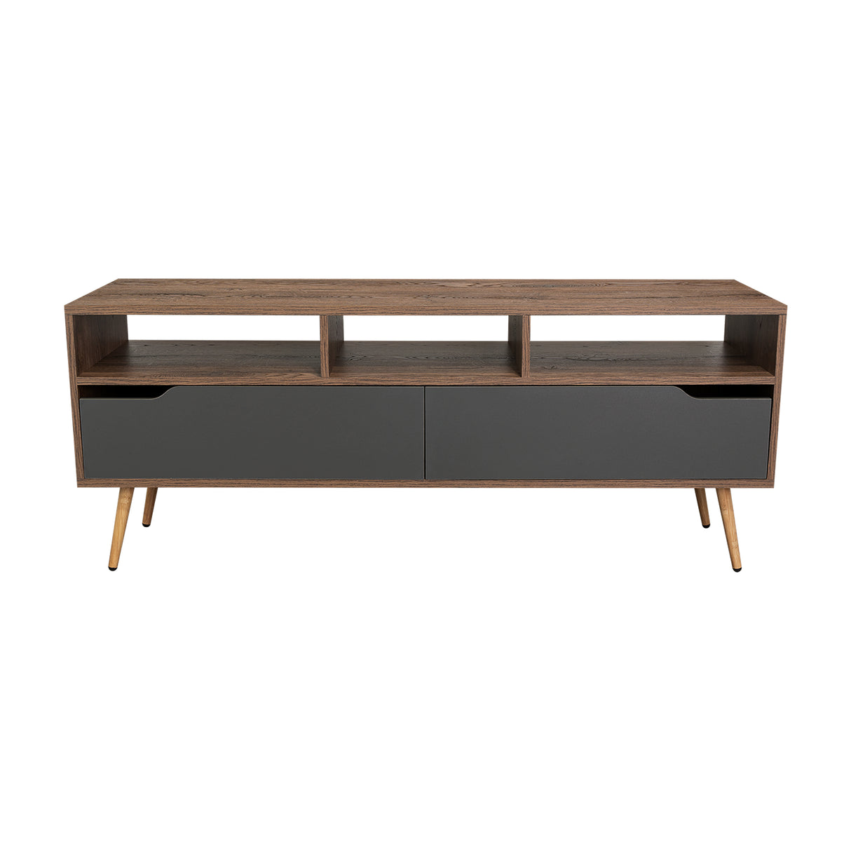 Rack de TV Oslo Bellota y Plomo 137x58cm Para TV Hasta 60 Pulgadas - MUEBLES DE TV | Bylmo