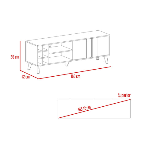 Rack de TV Lane Milan y Capri 160x55cm Para TV Hasta 65 Pulgadas con Ranuras para Cables - MUEBLES DE TV | Bylmo