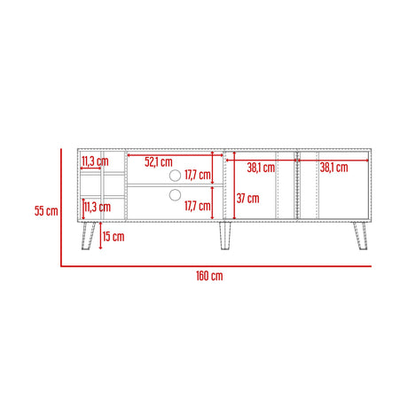 Rack de TV Lane Milan y Capri 160x55cm Para TV Hasta 65 Pulgadas con Ranuras para Cables - MUEBLES DE TV | Bylmo