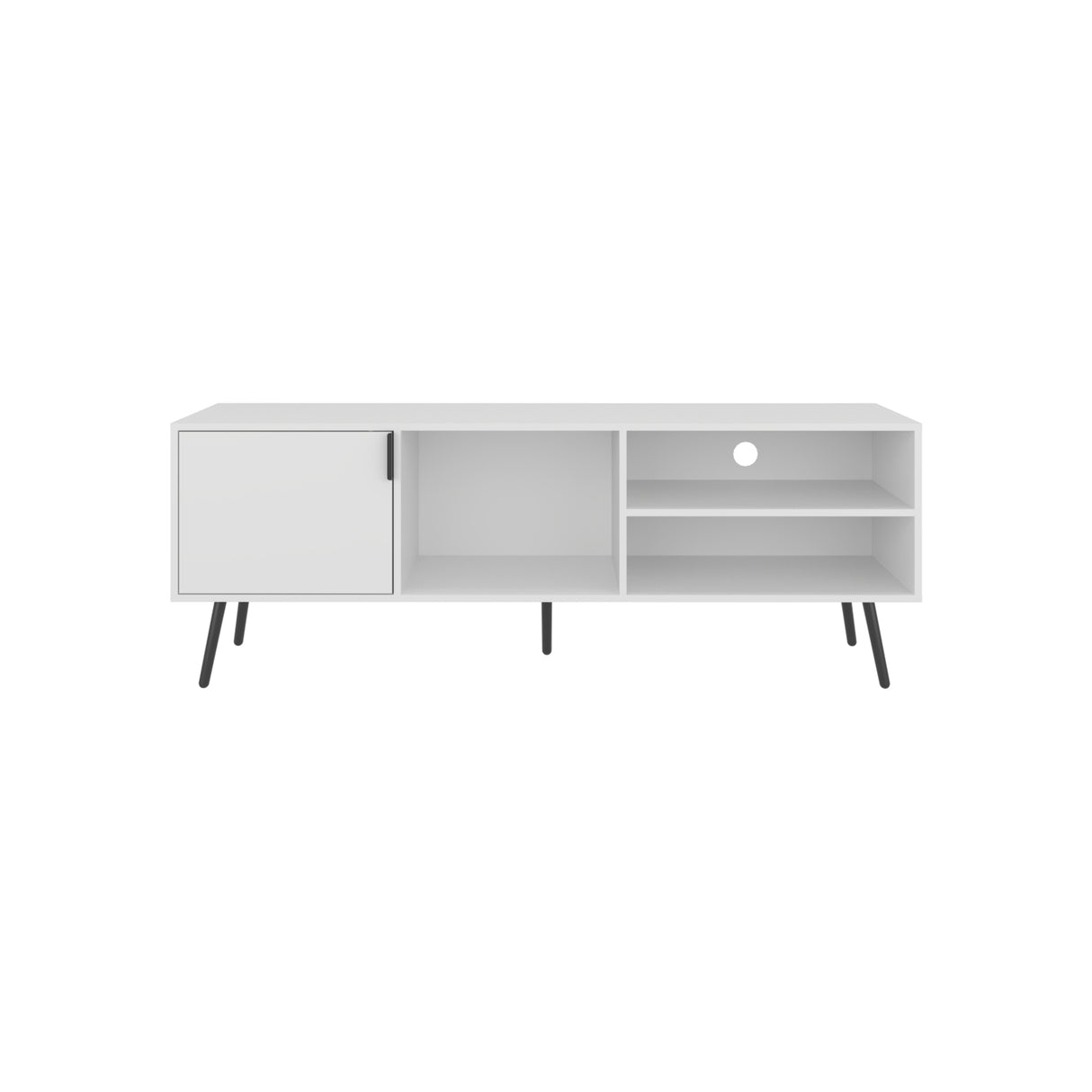 Rack de TV Vulcan Blanco y Capri 160x58cm Para TV Hasta 65 Pulgadas con Ranuras para Cables - MUEBLES DE TV | Bylmo