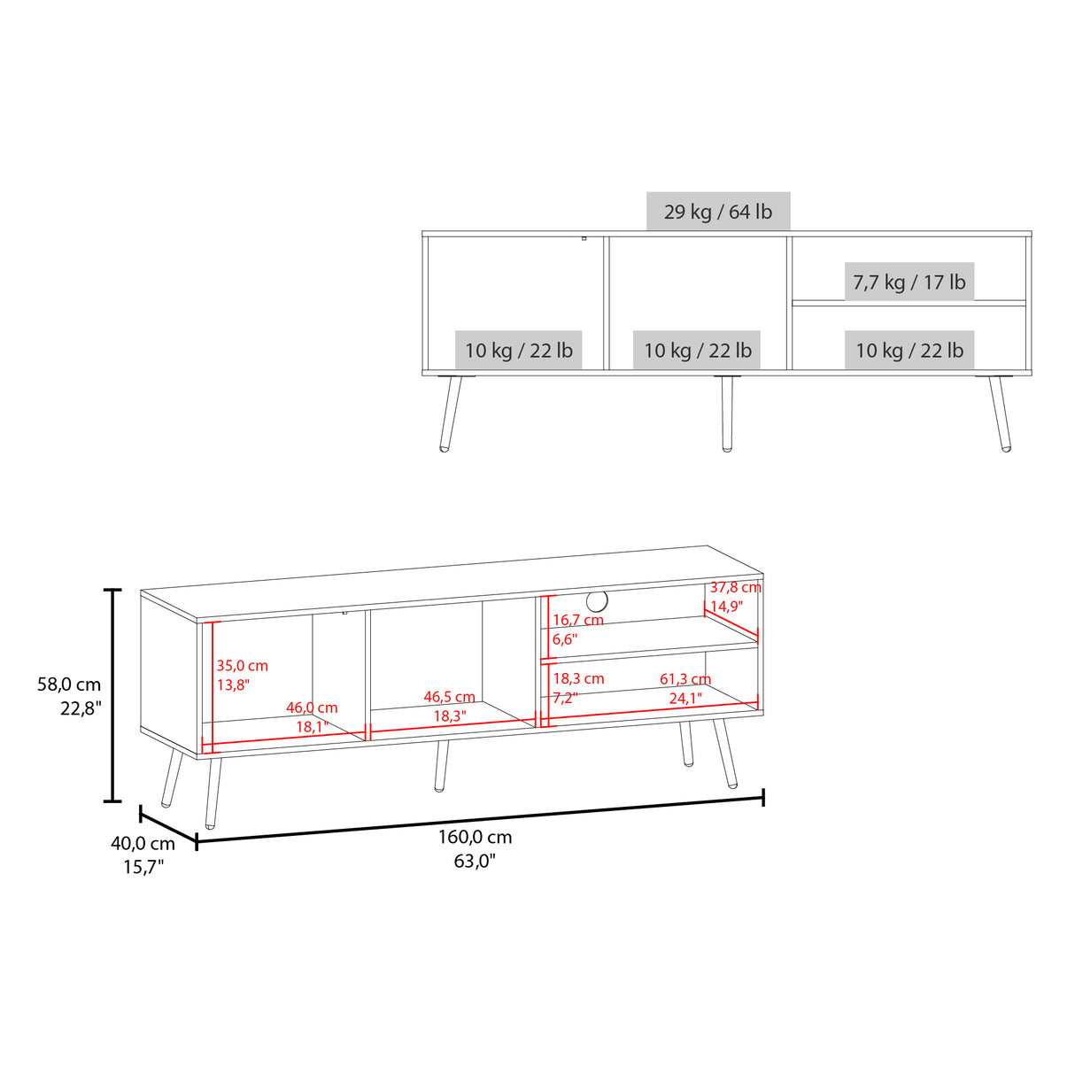 Rack de TV Vulcan Blanco y Capri 160x58cm Para TV Hasta 65 Pulgadas con Ranuras para Cables - MUEBLES DE TV | Bylmo