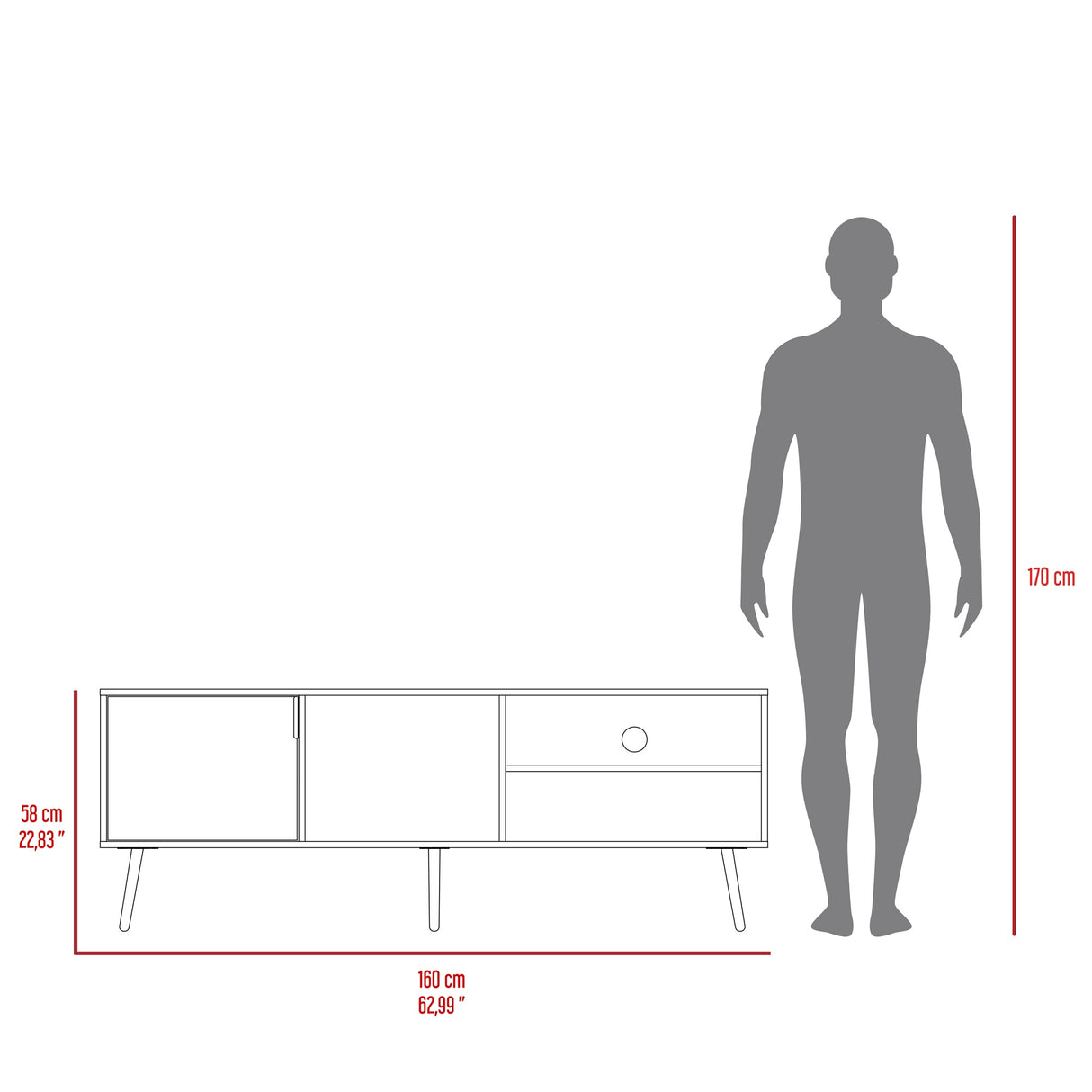 Rack de TV Vulcan Capri 160x58cm Para TV Hasta 65 Pulgadas con Ranuras para Cables - MUEBLES DE TV | Bylmo