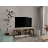Rack de TV Selma Fresno Europeo y Blanco 161x44.1cm Para TV Hasta 70 Pulgadas con Ranuras para Cables - MUEBLES DE TV | Bylmo