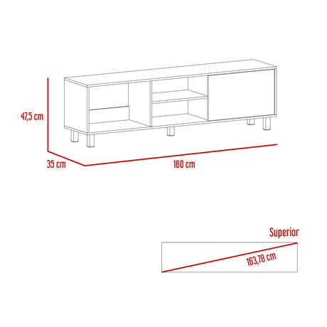 Rack de TV Tunez Plus Blanco 160x47.5cm Para TV Hasta 70 Pulgadas - MUEBLES DE TV | Bylmo