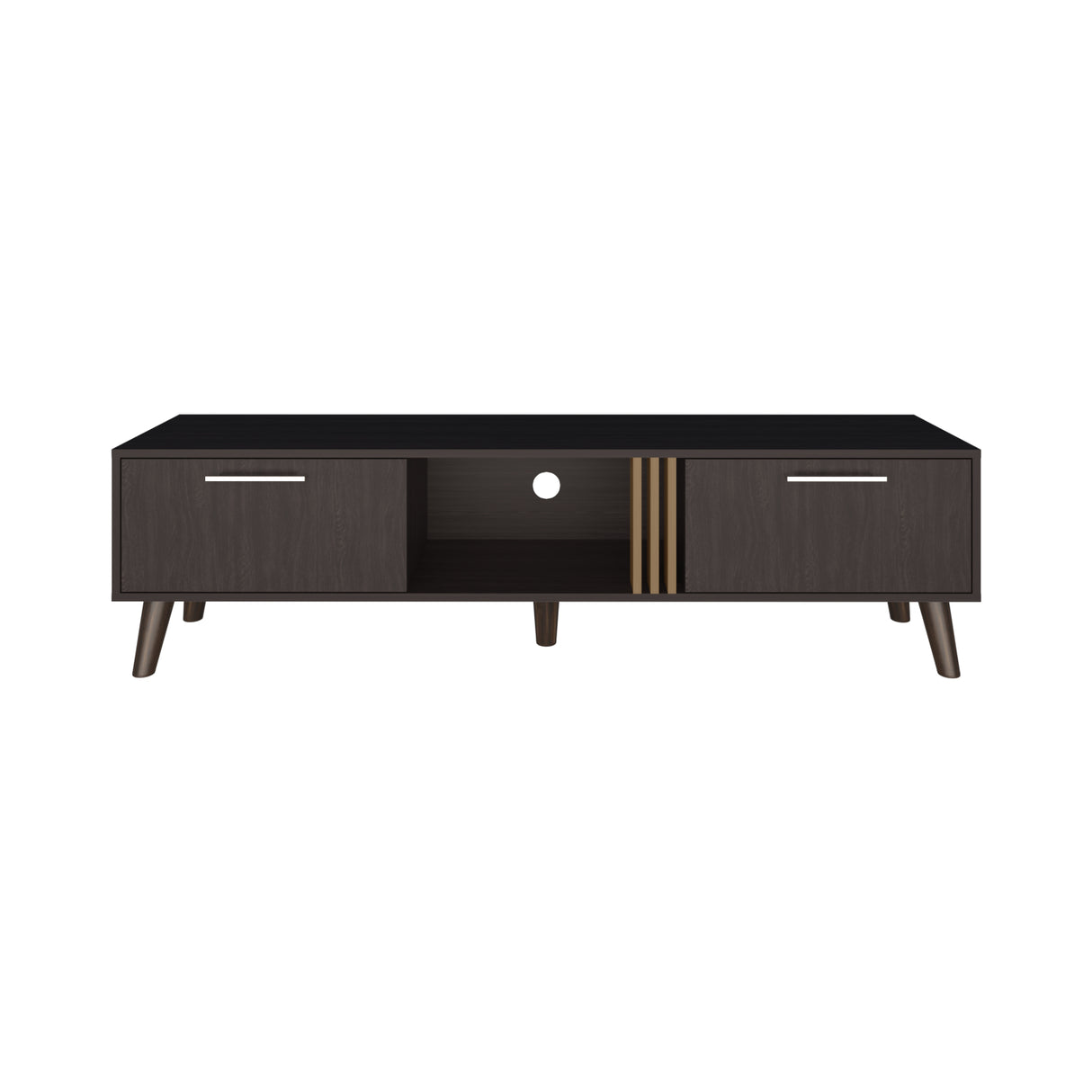 Rack de TV Vance Wengue y Fresno Europeo 160x43cm Para TV Hasta 70 Pulgadas con Ranuras para Cables - MUEBLES DE TV | Bylmo
