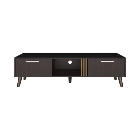 Rack de TV Vance Wengue y Fresno Europeo 160x43cm Para TV Hasta 70 Pulgadas con Ranuras para Cables - MUEBLES DE TV | Bylmo