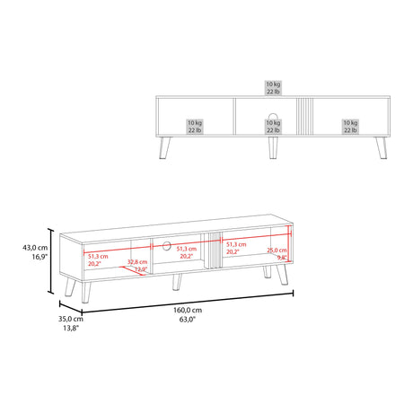 Rack de TV Vance Wengue y Fresno Europeo 160x43cm Para TV Hasta 70 Pulgadas con Ranuras para Cables - MUEBLES DE TV | Bylmo