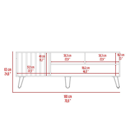 Rack de TV Zoro Bellota 180x63cm Para TV Hasta 75 Pulgadas con Ranuras para Cables - MUEBLES DE TV | Bylmo