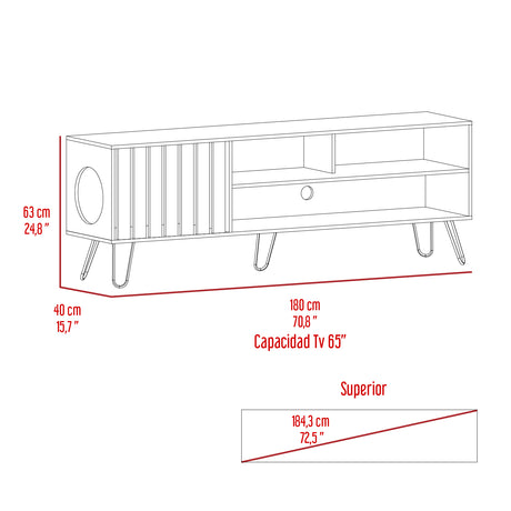 Rack de TV Zoro Bellota 180x63cm Para TV Hasta 75 Pulgadas con Ranuras para Cables - MUEBLES DE TV | Bylmo