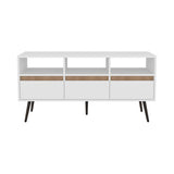 Rack de TV Aranjuez Blanco y Fresno 120.2x60cm Para TV Hasta 50 Pulgadas - MUEBLES DE TV | Bylmo