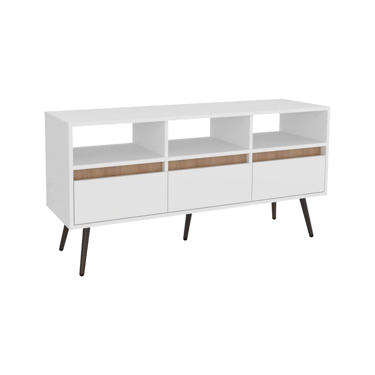 Rack de TV Aranjuez Blanco y Fresno 120.2x60cm Para TV Hasta 50 Pulgadas - MUEBLES DE TV | Bylmo