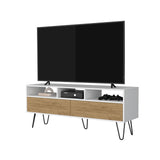 Rack de TV Tori Blanco y Fresno Europeo 137x55.4cm Para TV Hasta 60 Pulgadas - MUEBLES DE TV | Bylmo