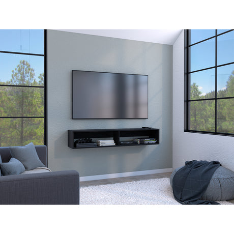 Rack de TV Flotante Wengue 150x26.5cm Para TV Hasta 65 Pulgadas con Ranuras para Cables - MUEBLES DE TV | Bylmo