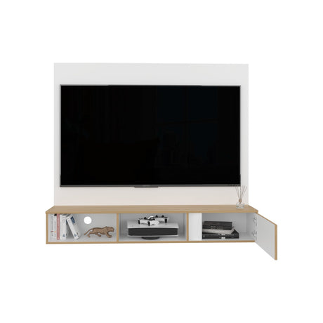 Panel de TV Flotante Dassel Blanco y Fresno Europeo 150x132.5cm