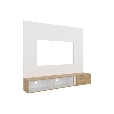 Panel de TV Flotante Dassel Blanco y Fresno Europeo 150x132.5cm