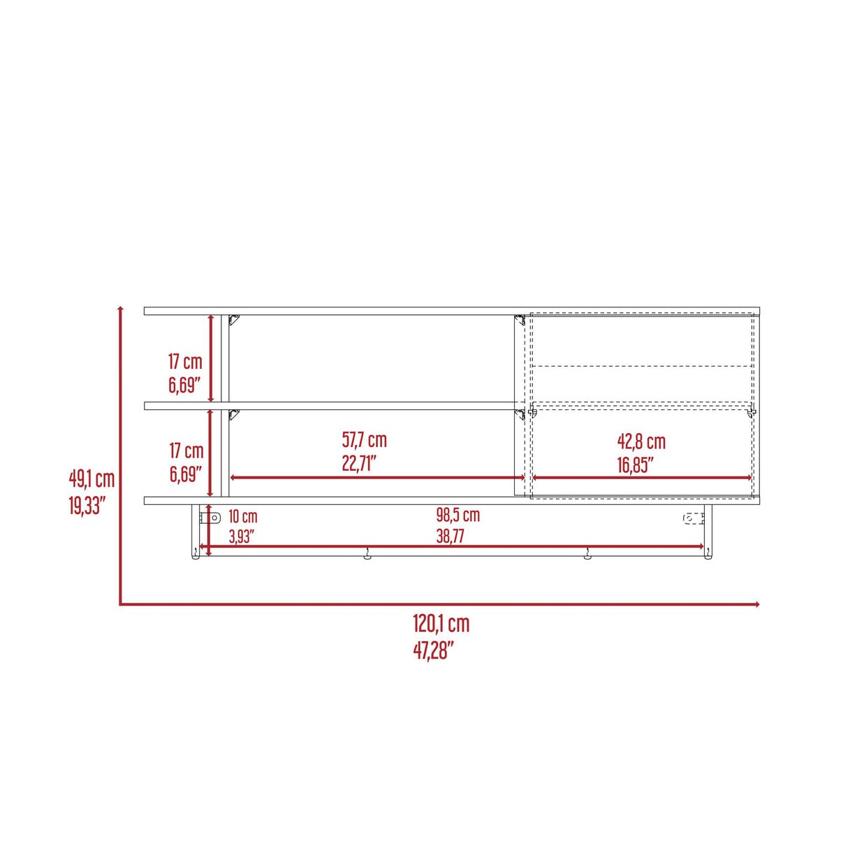 Rack de TV Bilbao Fresno Europeo 120.1x49.2cm Para TV Hasta 50 Pulgadas - MUEBLES DE TV | Bylmo