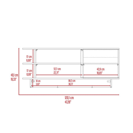Rack de TV Bilbao Fresno Europeo 120.1x49.2cm Para TV Hasta 50 Pulgadas - MUEBLES DE TV | Bylmo