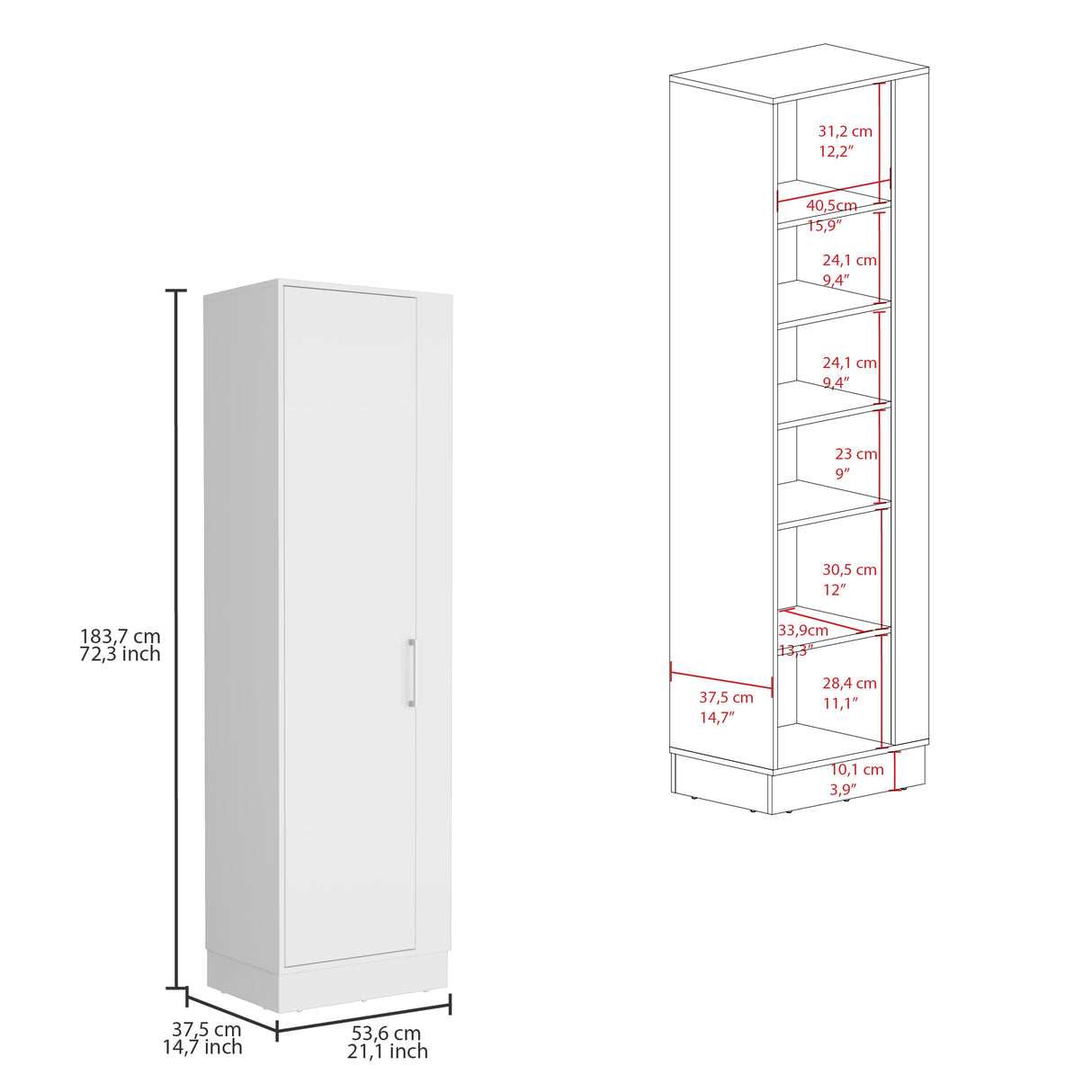 Organizador de Aseo Lilo Blanco 53.6x183.7cm con Puerta Batible - MUEBLES DE ASEO Y ROPAS | Bylmo