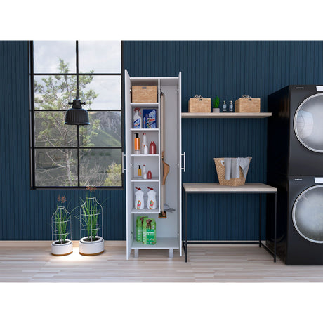 Organizador de Aseo Nala Blanco 51.2x181.2cm con Puerta Batible y con Patas - MUEBLES DE ASEO Y ROPAS | Bylmo