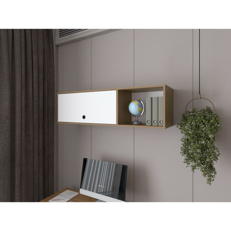 Repisa Flotante Rectangular Sahara Fresno Europeo y Blanco 120x34.2cm - REPISAS | Bylmo