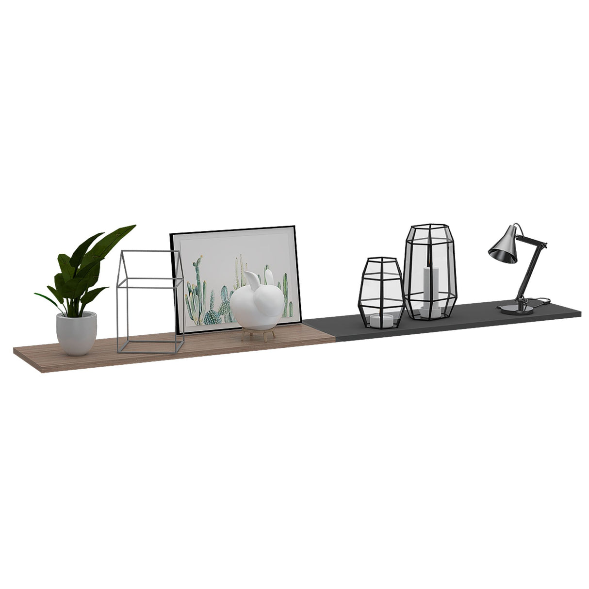 Set de 2 Repisas Flotante Rectangular Wall Miel y Plomo 160x1.5cm - REPISAS | Bylmo
