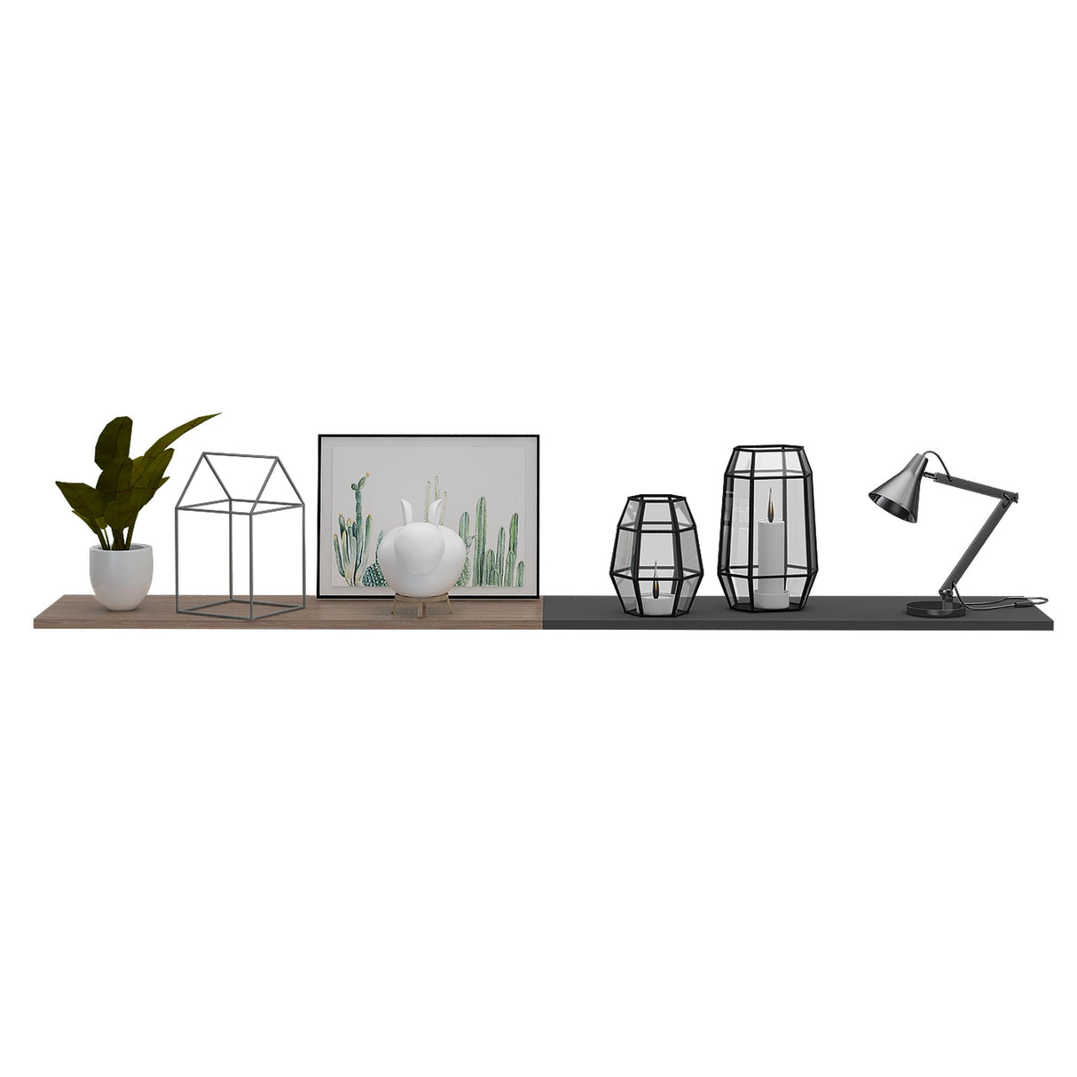 Set de 2 Repisas Flotante Rectangular Wall Miel y Plomo 160x1.5cm - REPISAS | Bylmo