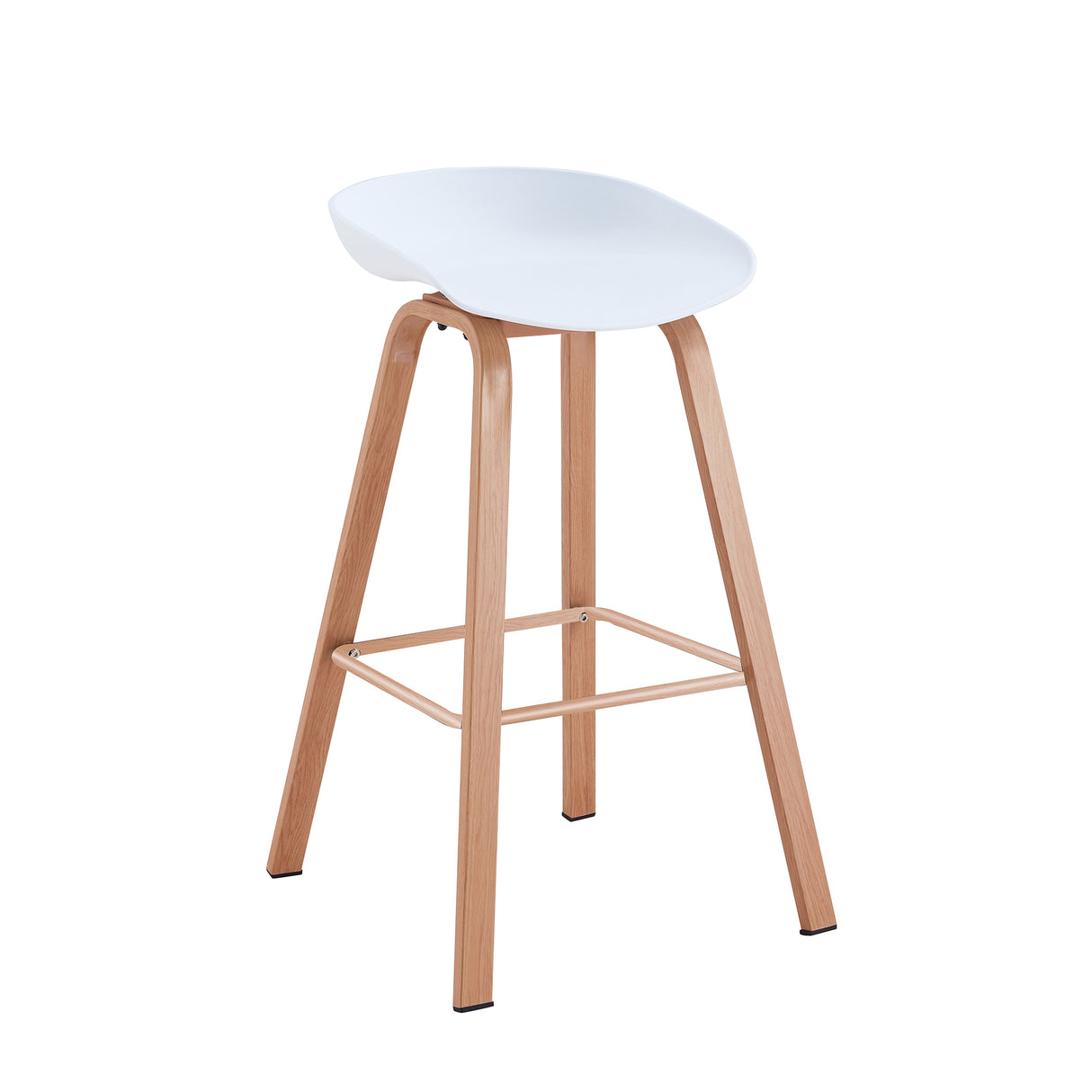 Set x 4 Sillas Banco BM - WB02 Blanco y Cafe Claro 52x86cm con Reposapiés - SILLAS Y BUTACOS | Bylmo