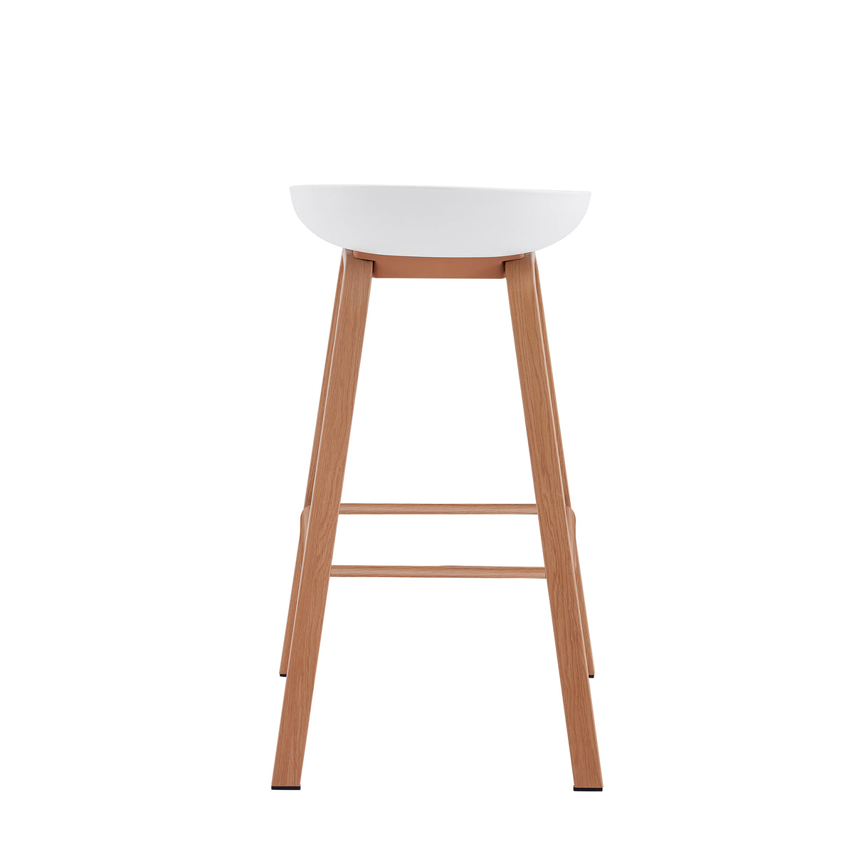 Set x 4 Sillas Banco BM - WB02 Blanco y Cafe Claro 52x86cm con Reposapiés - SILLAS Y BUTACOS | Bylmo