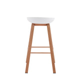 Set x 4 Sillas Banco BM - WB02 Blanco y Cafe Claro 52x86cm con Reposapiés - SILLAS Y BUTACOS | Bylmo