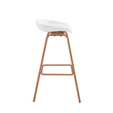 Set x 4 Sillas Banco BM - WB02 Blanco y Cafe Claro 52x86cm con Reposapiés - SILLAS Y BUTACOS | Bylmo