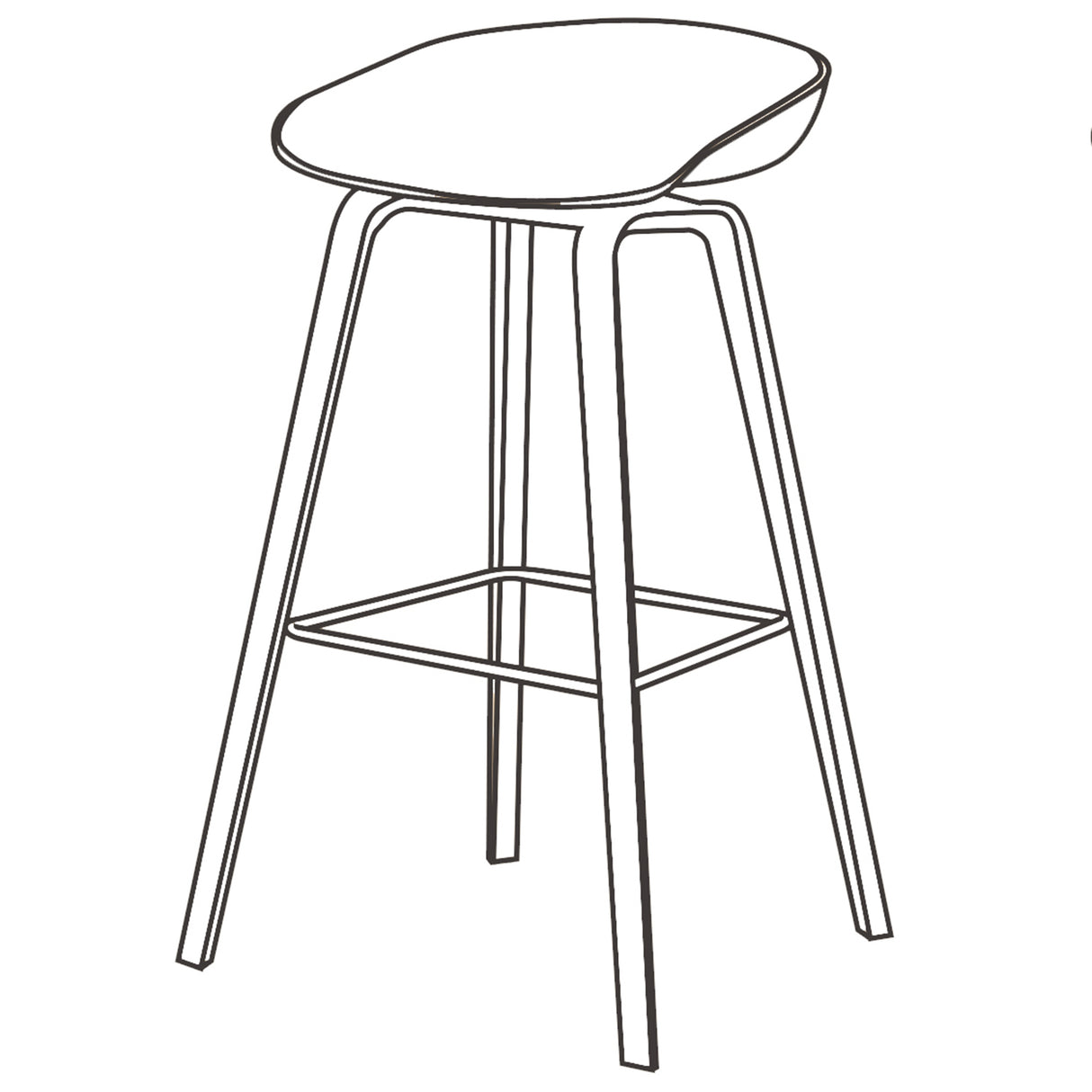 Set x 4 Sillas Banco BM - WB02 Negro y Cafe Claro 52x86cm con Reposapiés - SILLAS Y BUTACOS | Bylmo