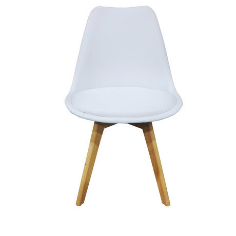 Kit x 4 Sillas Comedor BM - 053 - L Blanco y Cafe Claro 49.5x84cm con Espaldar - SILLAS Y BUTACOS | Bylmo
