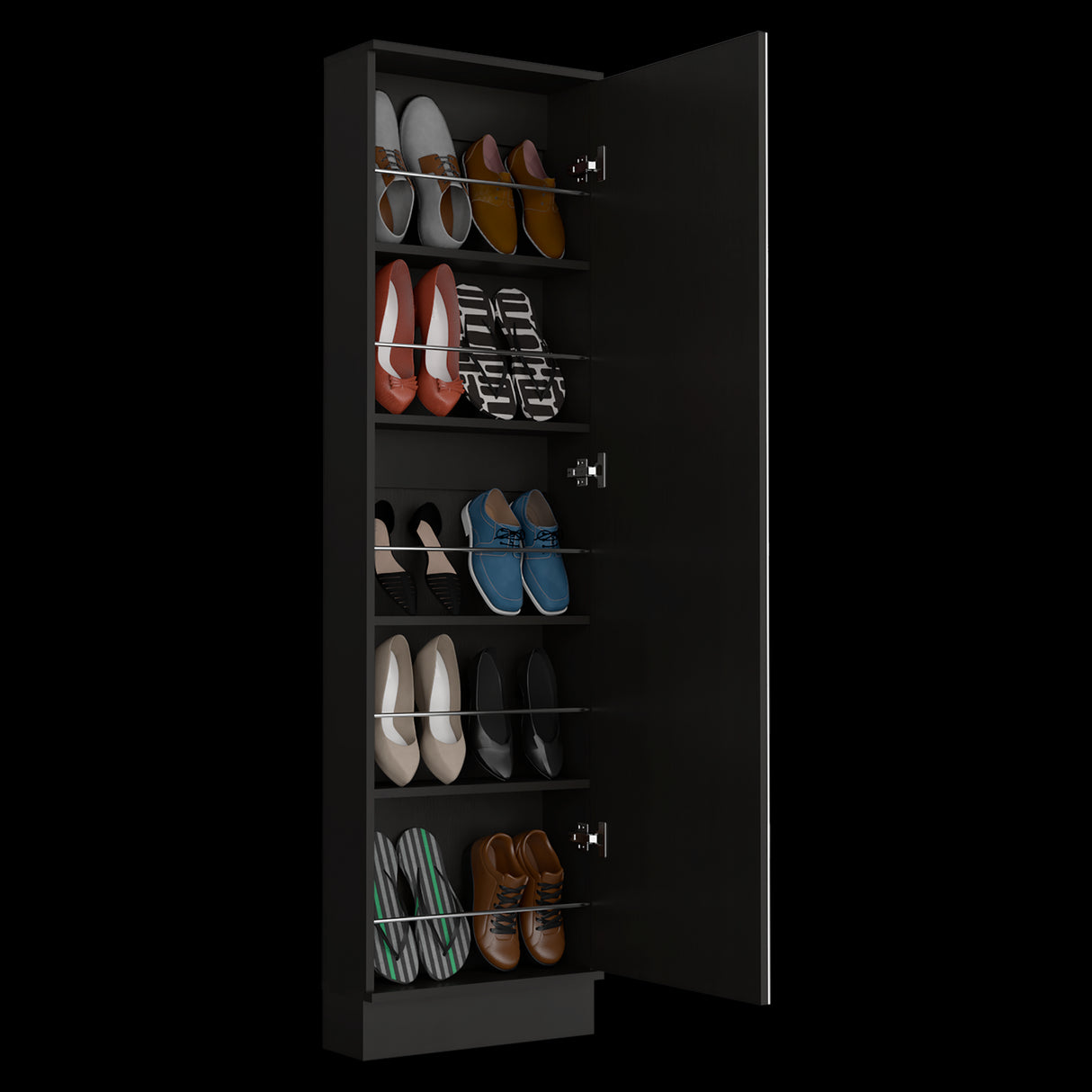 Zapatero de Pared Leto Wengue 47x170cm de Cinco Niveles con Espejo - ZAPATEROS | Bylmo