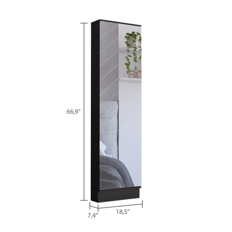 Zapatero de Pared Leto Wengue 47x170cm de Cinco Niveles con Espejo - ZAPATEROS | Bylmo