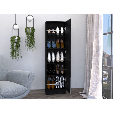 Zapatero de Pared Leto Wengue 47x170cm de Cinco Niveles con Espejo - ZAPATEROS | Bylmo